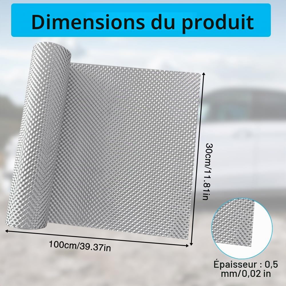 Golgner 100 cm x 30 cm Protection thermique en tôle d'aluminium embossée, plaque de protection thermique en aluminium pour véhicule, protection thermique aluminisée pour toits, fenêtres et tuyaux de