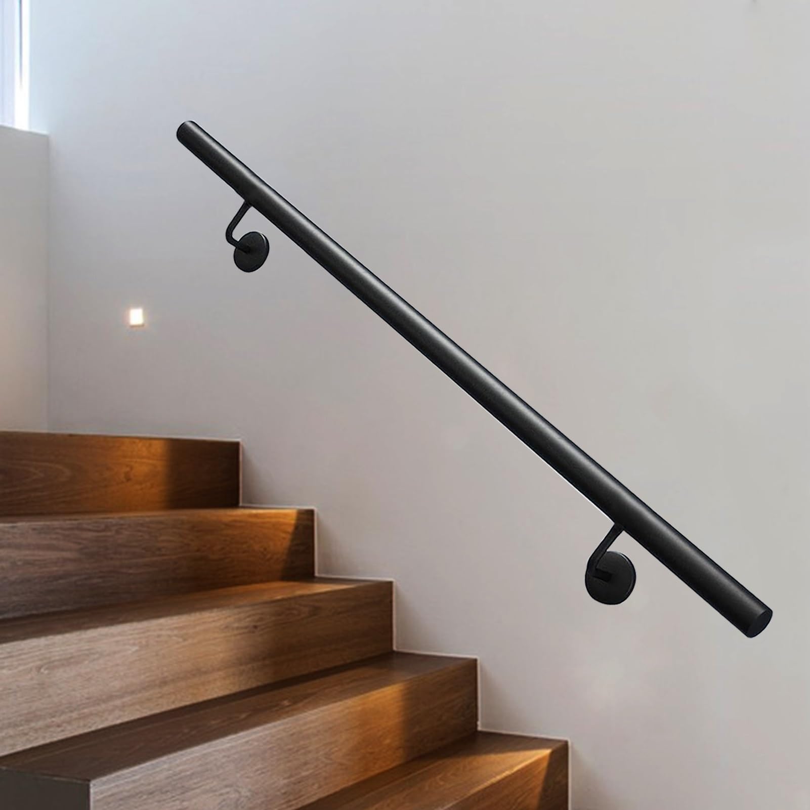Industrielles Schmiedeeisen für Innen- und Außentreppen, 100 cm Länge, inklusive Wandhalterungen und Metallschrauben, schwarzes Sicherheitsgeländer, verstellbar 30-600 cm
