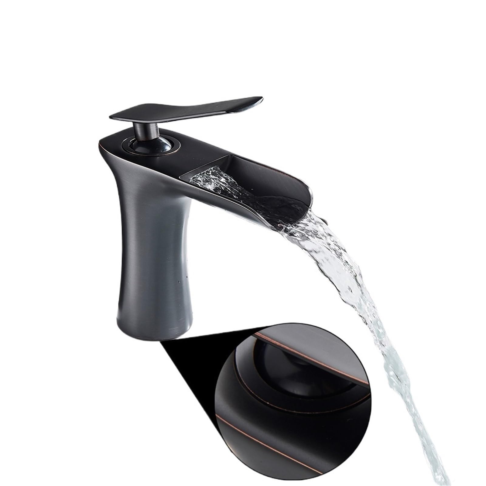 White Basin Faucet Waterfall Spout Bathroom Mixer Tap Deck Mounted Bathroom Sink Faucet Single Handle Cold Water