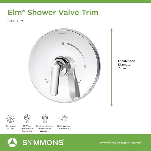 Miniatura 2 de Symmons 5500-TRM Molduras de válvula de ducha de olmo en cromo pulido (válvula no incluida)
