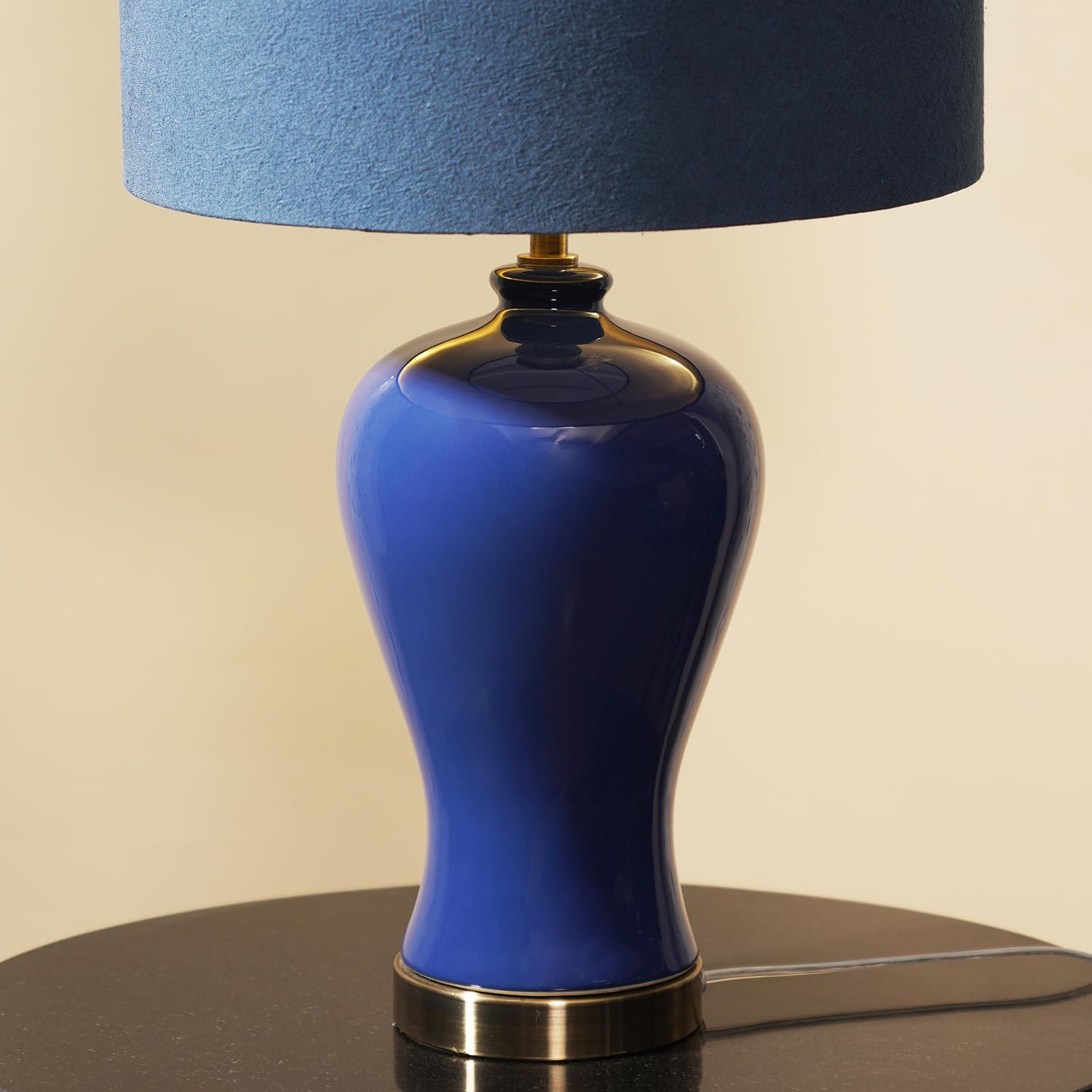 Dark Blue Glaze Ceramic Lamp Stand (Without Shade)-image-34