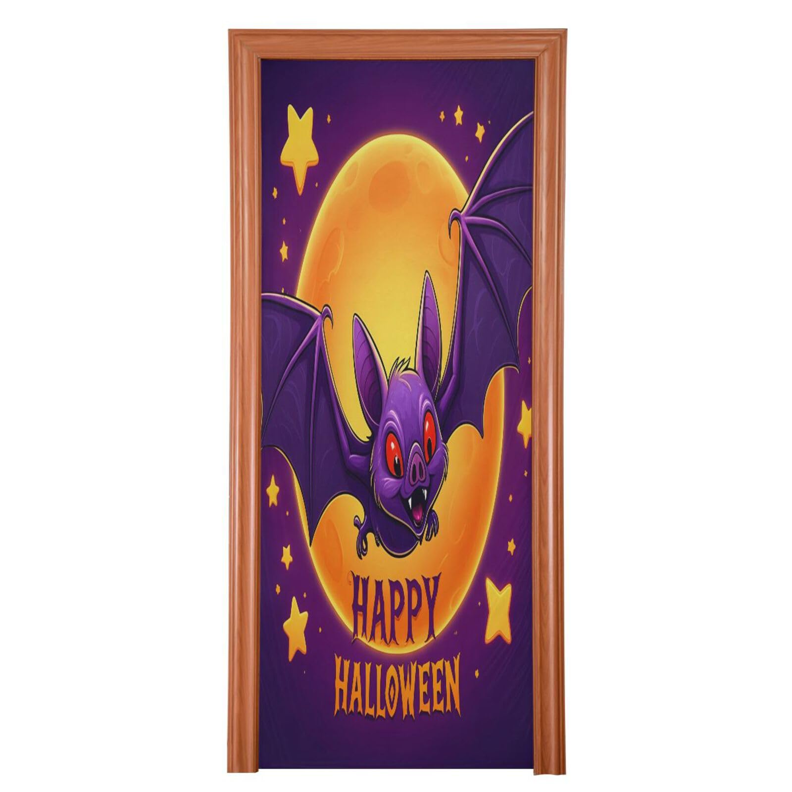 Décoration porte d'entrée Halloween chauve-souris lavable et durable