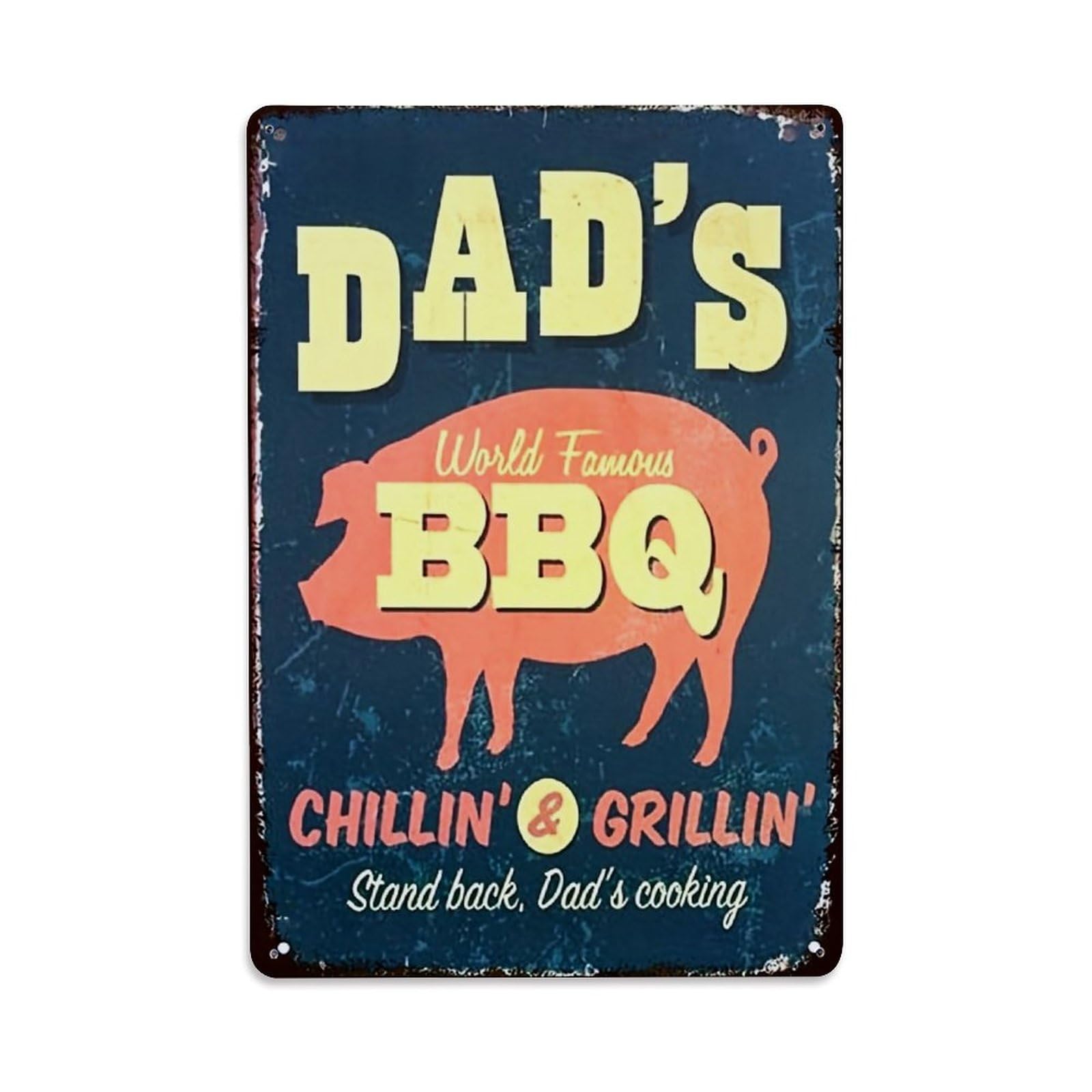 Bliveurn Vintage Dads World Famous Bbq Sign Retro Metal Tin Sign, Metal Poster For Home, Gaming Room, Studio Workshop,Bar,Garage Wall Art Decor 8X12 Inch