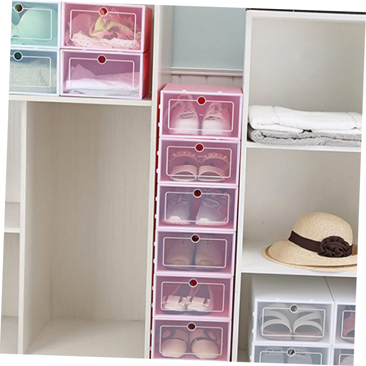 6 Piezas Caja Armario Contenedor Entrada Zapato Gabinete Ropa Bolsa De Almacenamiento Cubo Zapato Almacenamiento Armario Estante Zapato Organizador Cajón Apilable Zapatero Ropa