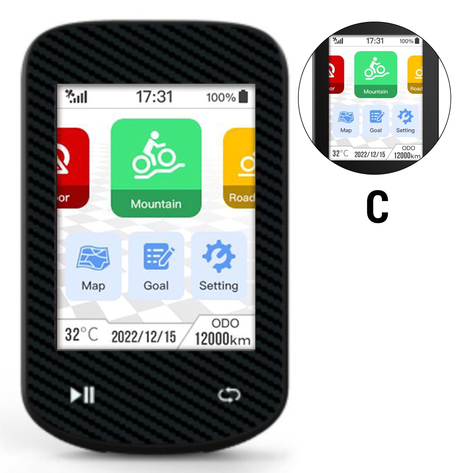 Ciclocomputer GPS per Ciclismo, Ciclocomputer Wireless Multifunzione Avanzato con GPS, Velocità, Cadenza, Sensori di Frequenza Cardiaca, Retroilluminazione Automatica, (C)