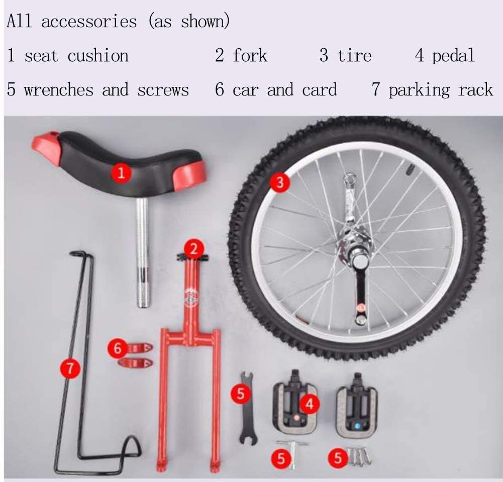 Monocykl, regulowany rower 16 "18" 20 "24" Trenażer kół 2.125 "Antypoślizgowa opona Równowaga roweru Zastosowanie dla początkujących dzieci Dorośli Ćwiczenia Zabawa Fitness (16inch)