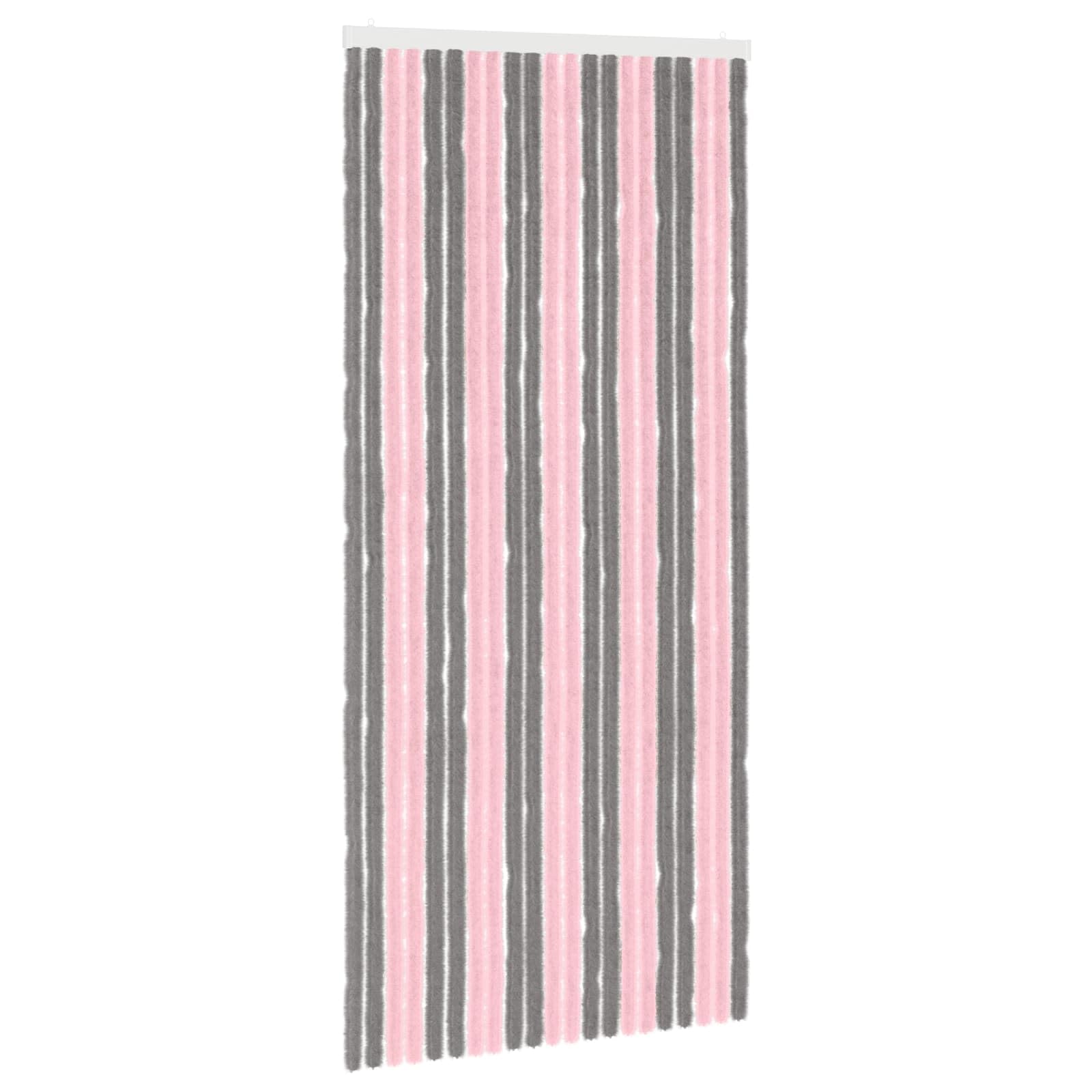 vidaXL Insect Curtain Chenille Silver Grey and Pink 90 x 200 cm
