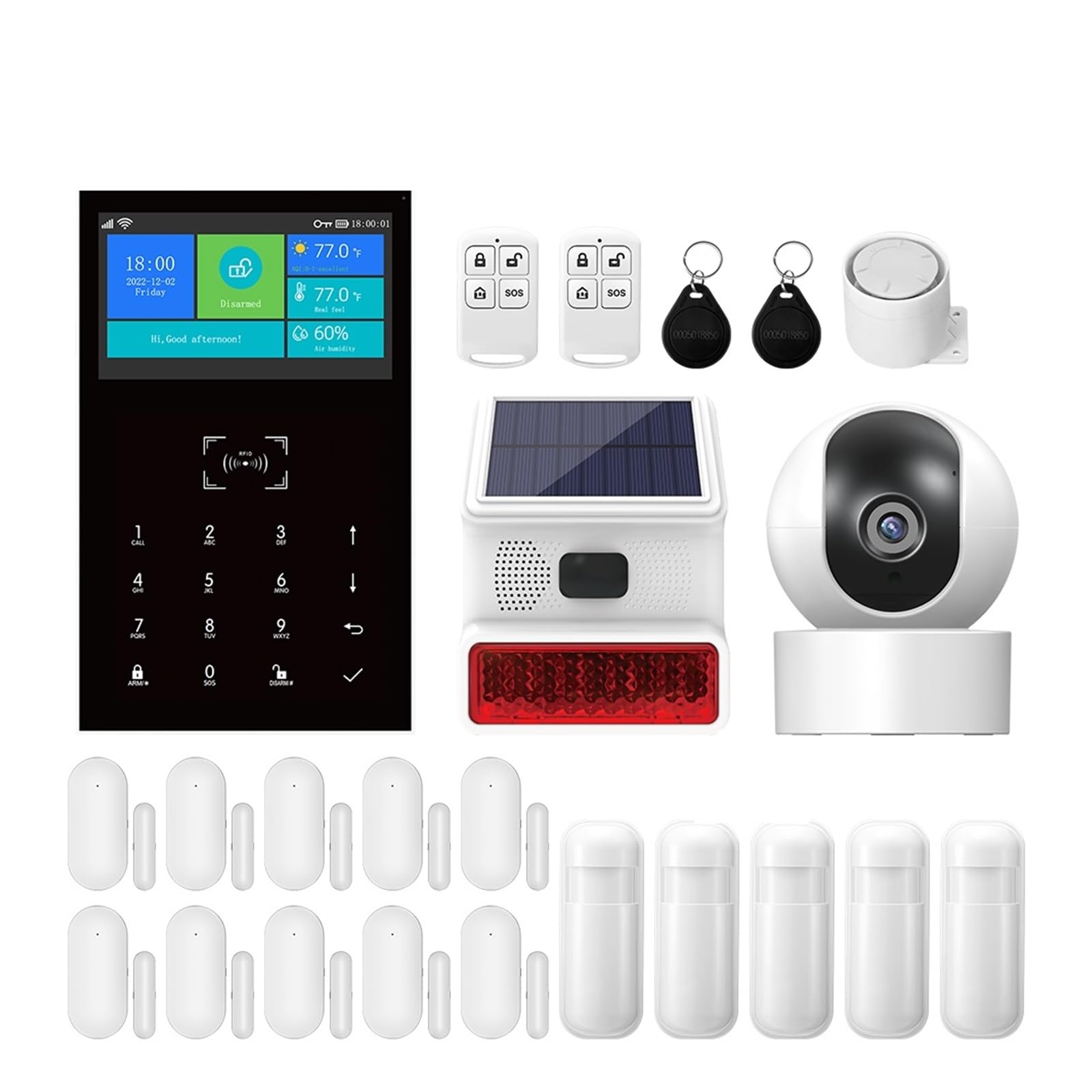 Koesrxnqw J Wifi Smart Home Gsm Alarm System Wireless Suitable For Residential Offices Villas Remote Monitoring(J)