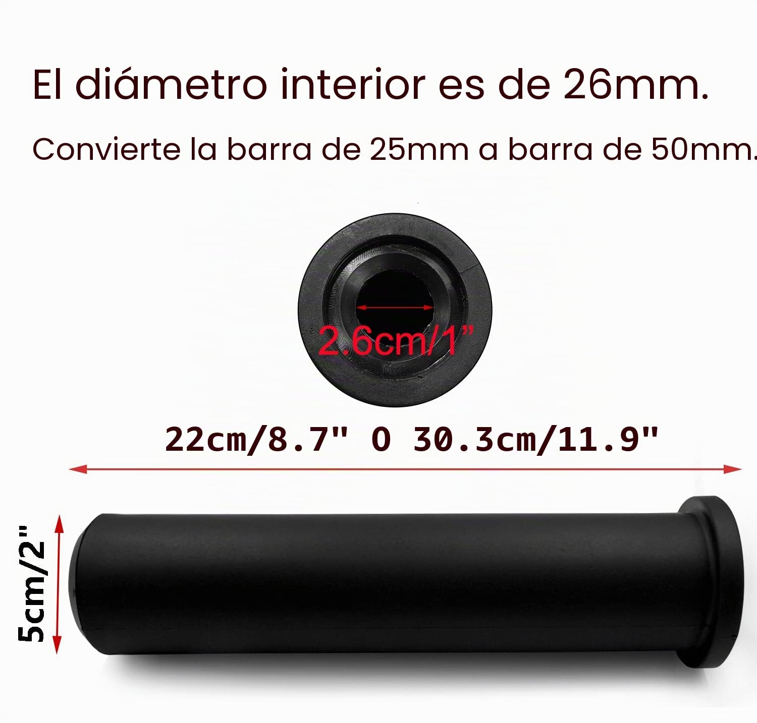 LFJ Manguito de Adaptador Olímpico de Nailon, Convierte Postes/Barras de Placa de Peso Estándar de 25 mm en Barras/Postes Olímpicos de 50 mm
