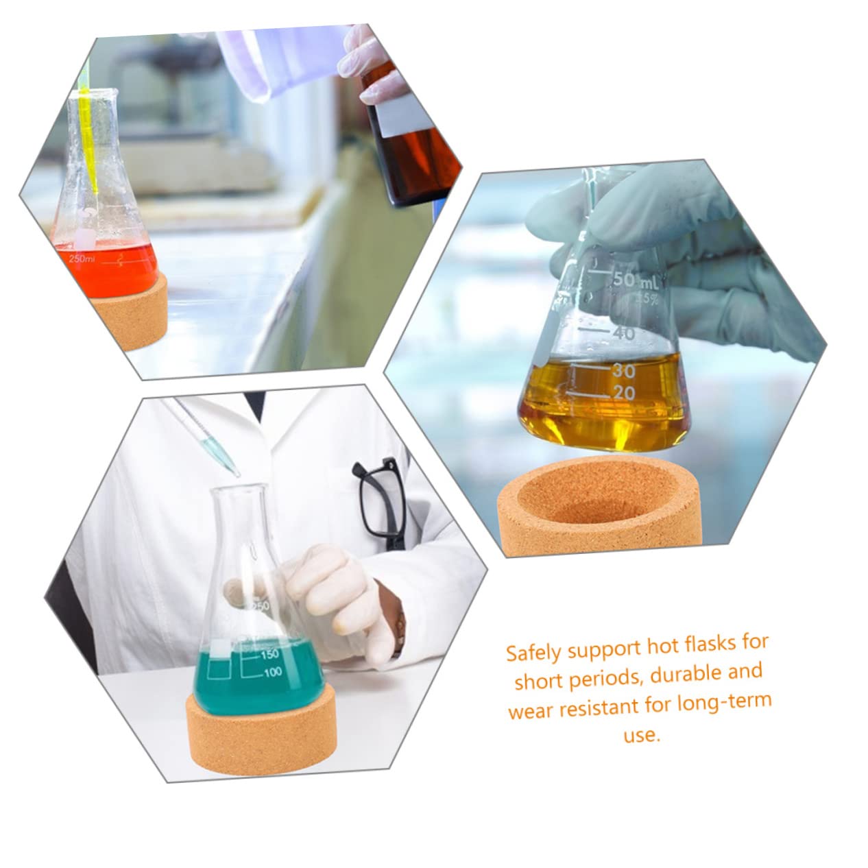 Ciieeo porta fiaschetta in sughero tappetino in sughero per fiasco supporto per fiaschetta di sughero In piedi laboratorio supporto con morsetti supporti per fiaschi