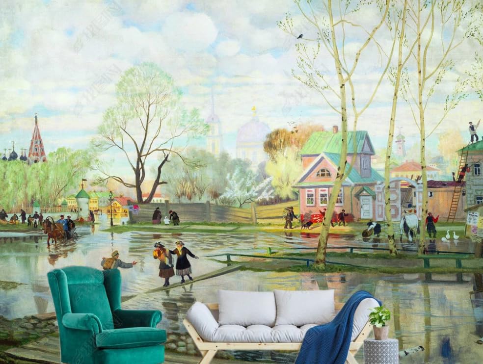 Papier peint intissé peinture à l'huile pour grand salon moderne 450x315 cm