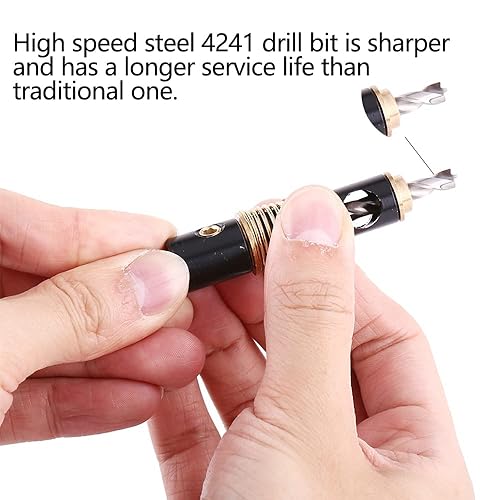 Miniatura 4 de Watris Veiyi Taladro de bisagra autocentrante, brocas de centrado, juego de brocas centrales de vástago hexagonal, broca de agujero central, broca