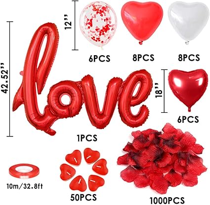 Amazon Com Movinpe Valentines Day Decor Decorations Giant Love Balloon 50pcs Heart Shape Candles Heart Balloons With 1000pcs Silk Red Rose Petals For Wedding Anniversary Party Decor For Home Indoor Outdoor Home Amazon Com Movinpe Valentines Day Decor Decorations Giant Love Balloon 50pcs Heart Shape Candles Heart Balloons With 1000pcs Silk Red Rose Petals For Wedding Anniversary Party Decor For Home Indoor Outdoor Home