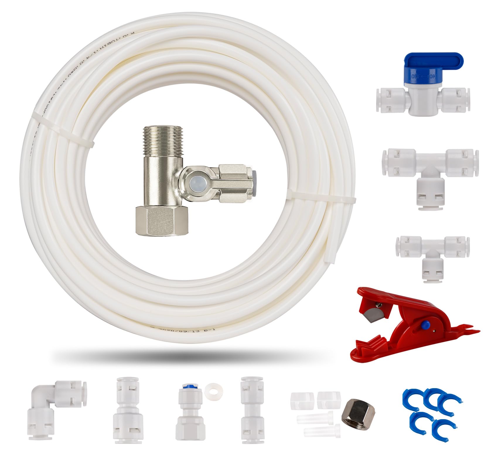 ilauke Tubo de Suministro de agua de 15m,Kit de Conexión Universal para Manguera de Suministro de Agua 1/4" con Kit de Accesorios de Conector para Frigoríficos Samsung de Estilo Americano