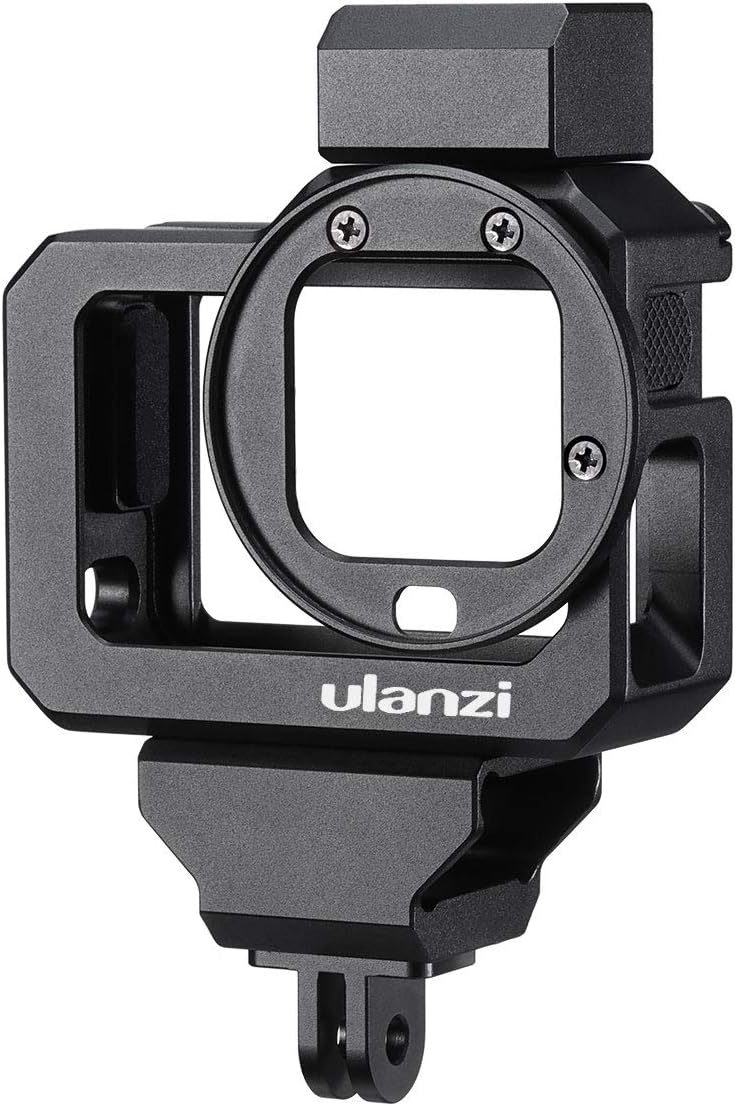 ULANZI G8-5 Aluminum Video Cage for GoPro 8, Dual Cold Shoe Mount Vlog Case Housing Shell Protective Frame Mount w 52mm Filter Adapter Charging Interface for GoPro Hero 8 Black