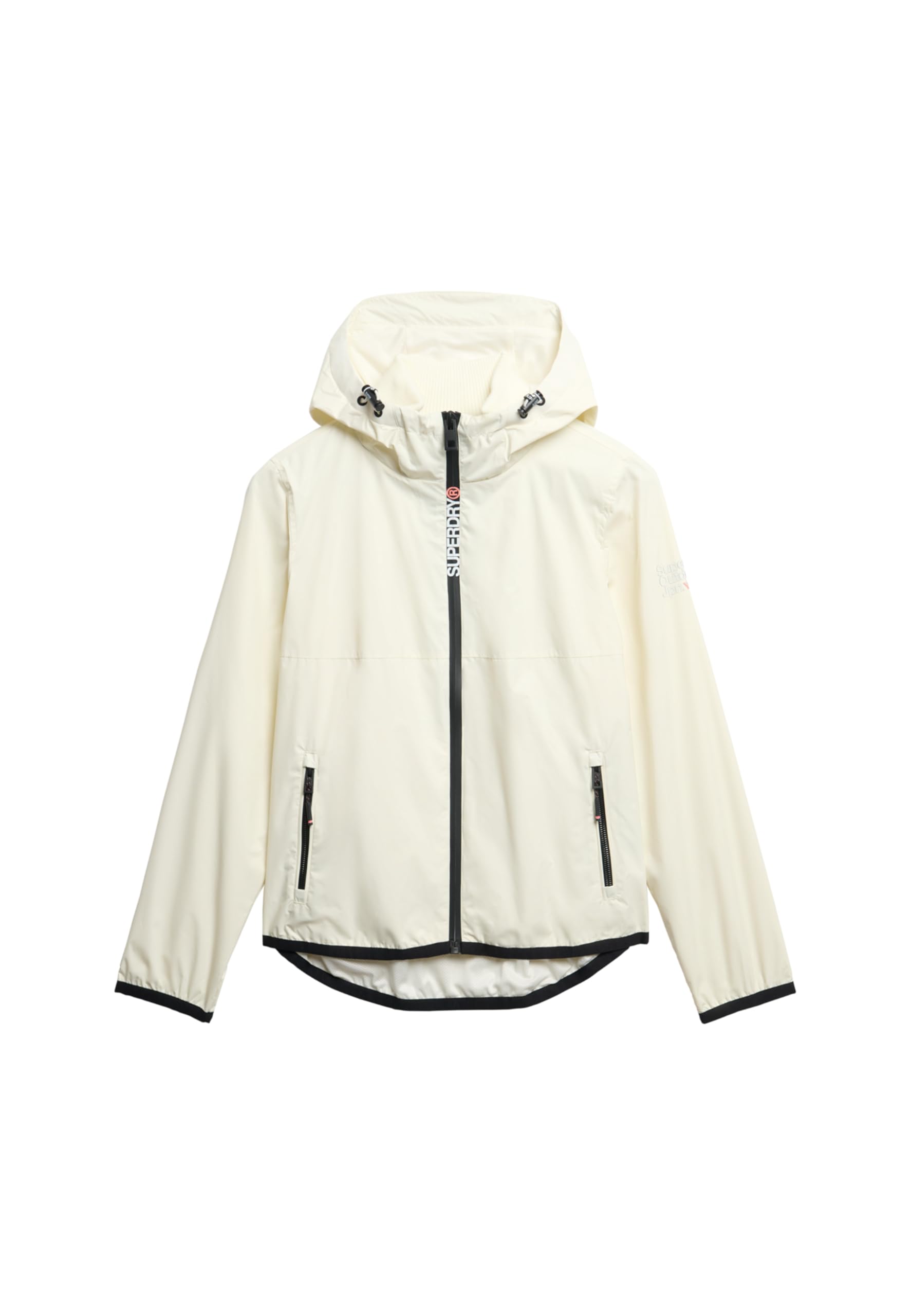 Superdry Women's Wool White Windbreaker Jacket With Hood And Logo, 8