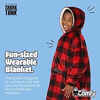 Vista 3 de THE COMFY Original Jr para niños Manta de sherpa de forro polar de gran tamaño con capucha y bolsillo Vista en Shark Tank