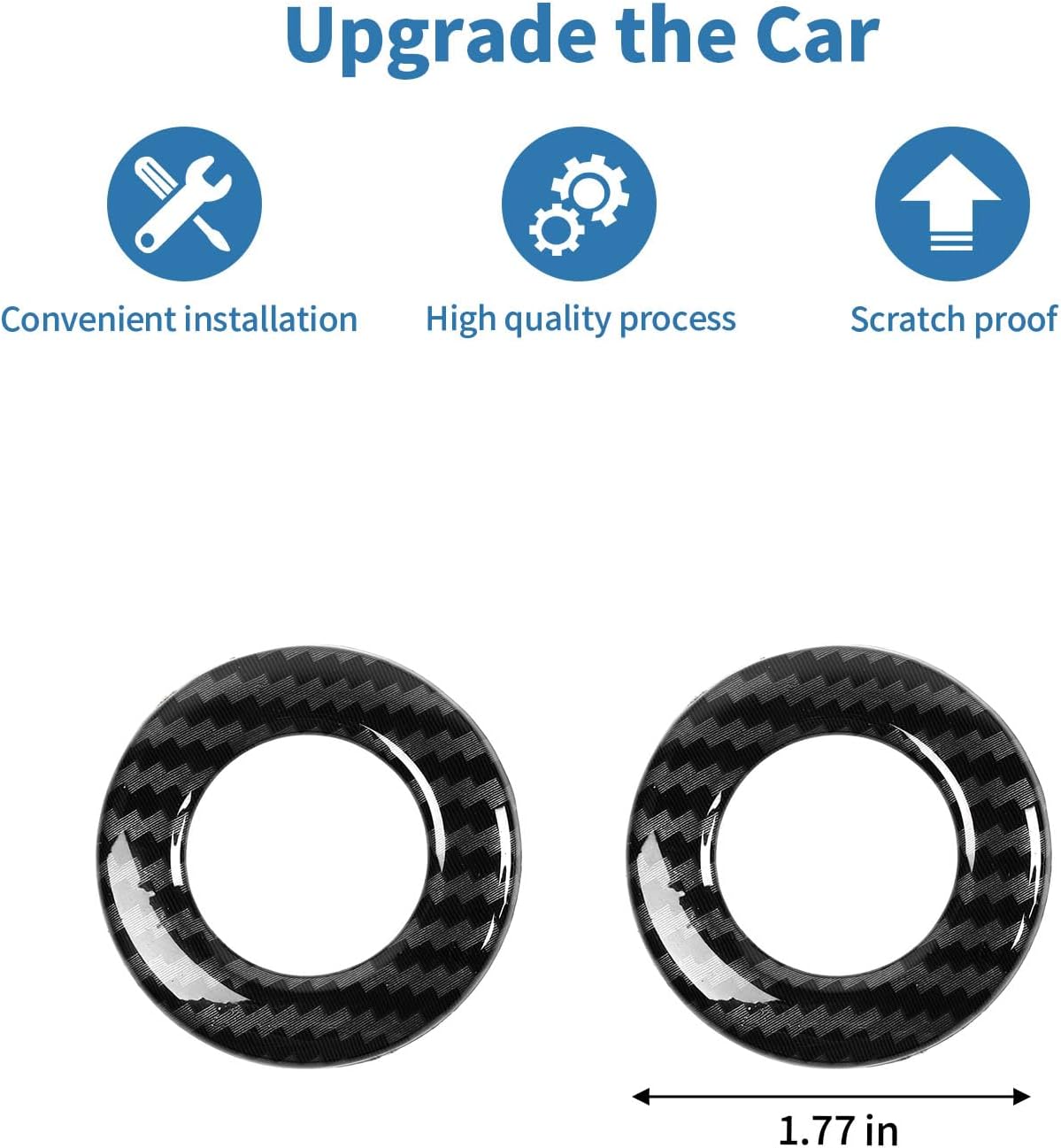 for Challenger Roof Reading Light Trim Ring Fit for Dodge Challenger 2014-2023 Black Carbon Fiber Interior Accessories 2pcs