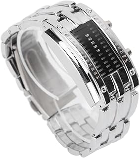 Relógio de pulso LED, estrutura de arco convexo, relógio eletrônico de LED, resistente ao desgaste para homens para uso diário (prata, P)