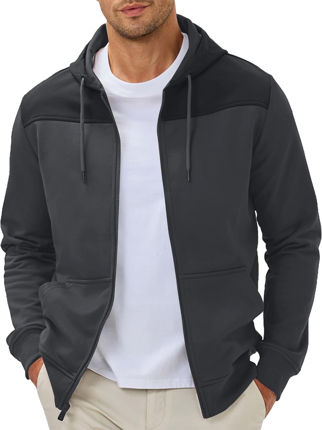 JMIERR Men Hoodie 2025 Zip Up Fall Casual Warm Drawstring Hooded Jacket with Pockets Workout Hiking Sweatshirt
