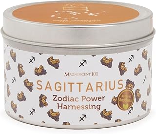 Magnificent 101 Zodiac Candle Sagittarius - 6 Oz Coffee Honeysuckle Soy Wax Tin - Sagittarius Scented Astrology Mood Candle for Intention Setting