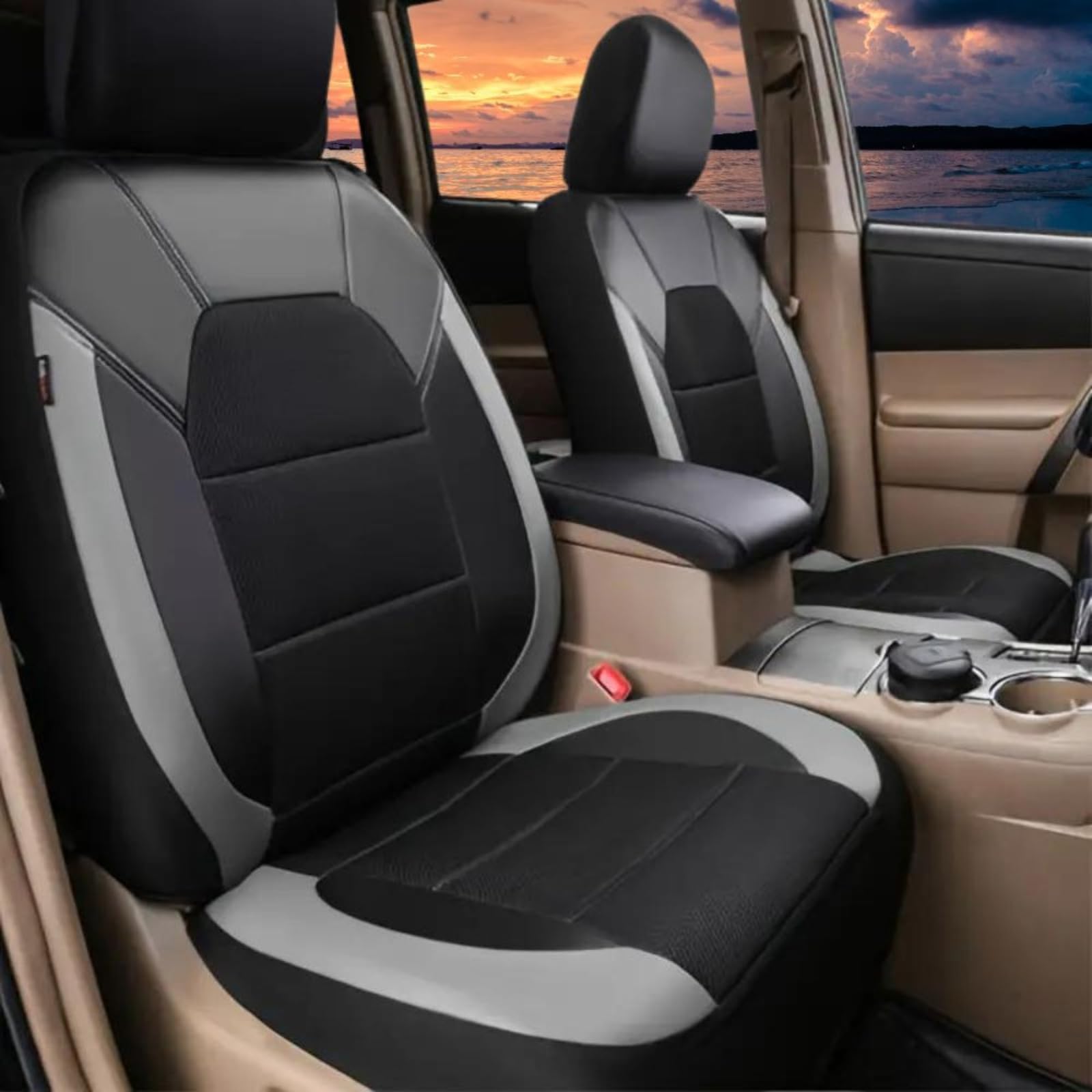 Copri sedili Auto per Nissan Navara D22 Navara D40 Navara D40 S Navara Np300 2000-2023, Coprisedili Anteriori Compatibile con Airbag Soft Confortevole Traspirante Protezione