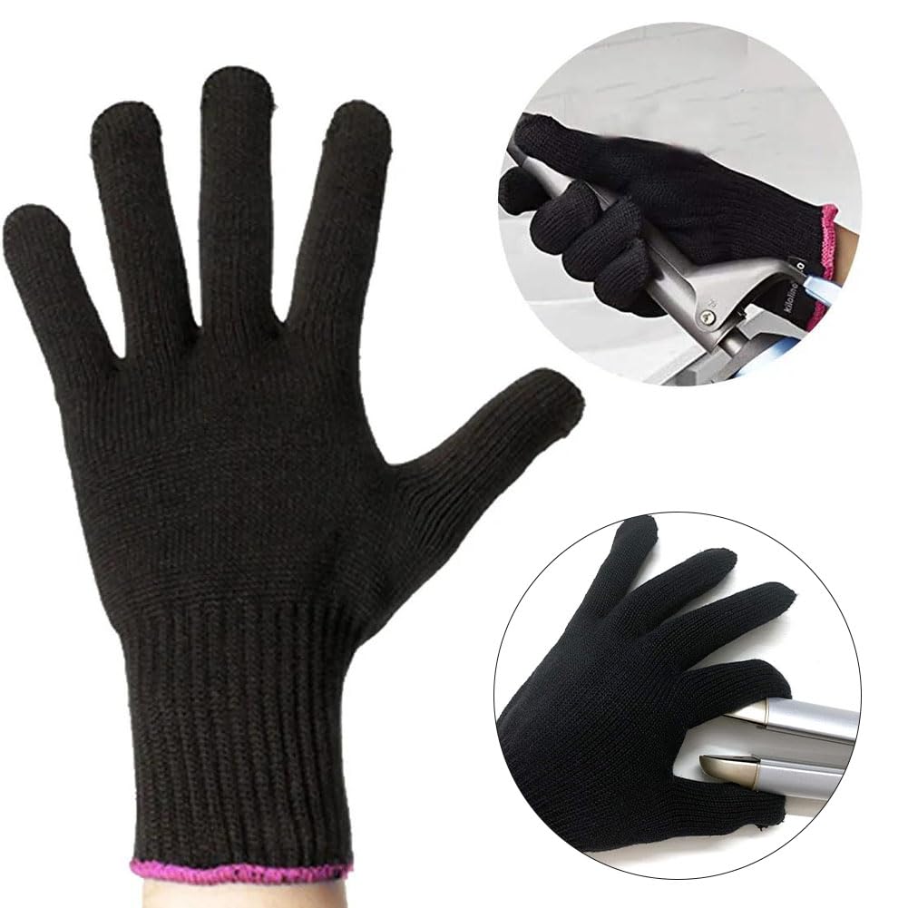 Tokaneit Gants Résistants à la Chaleur,Gants de Coiffure Résistants à la Chaleur,Coussin D'isolation Thermique en Silicone,Coussinets Isolants,Coussinet en Silicone et Gants de Coiffure 2 Pièces