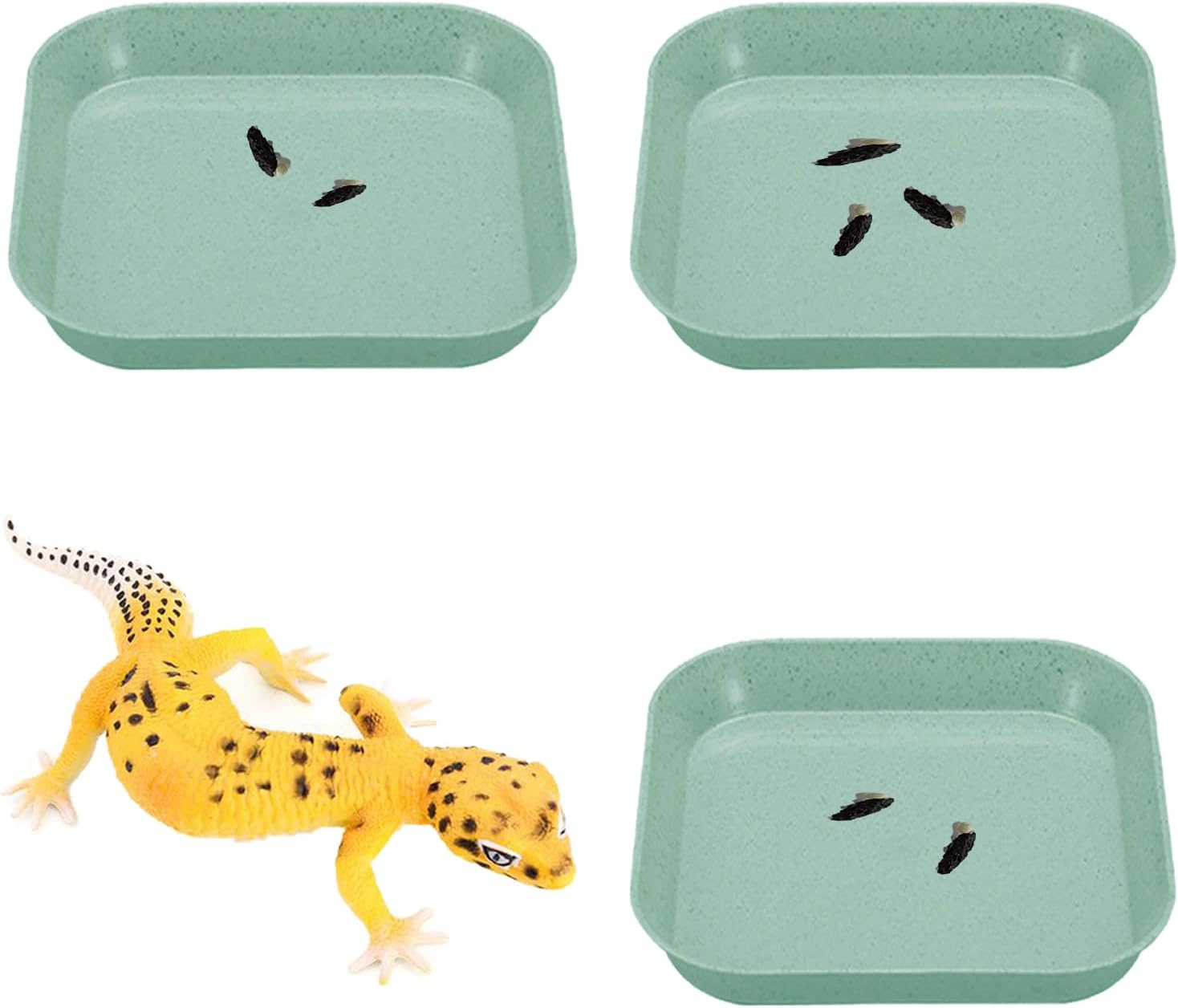 3 PCS Leopard Gecko Potty Pad, Portable Gecko Tank Accessories, Reptile Litter Boxs for Reptile, Lizard (Green)