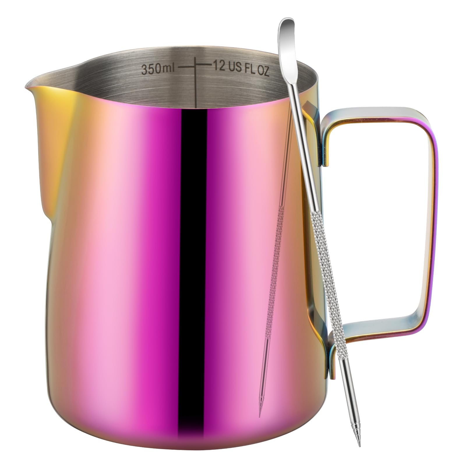 Amrules Milk Frothing Pitcher 12oz Frother Cup Barista Tools, Multipurple