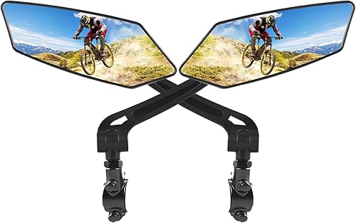 Espejo retrovisor giratorio para bicicleta Manillar HD Espejo de bicicleta resistente a explosiones seguro cristal transparente lateral Ebike espejo