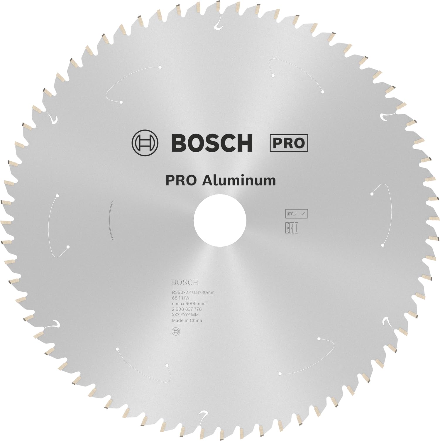 Lame de Scie Circulaire Bosch Expert pour Aluminium - 250 mm, 68 Dents