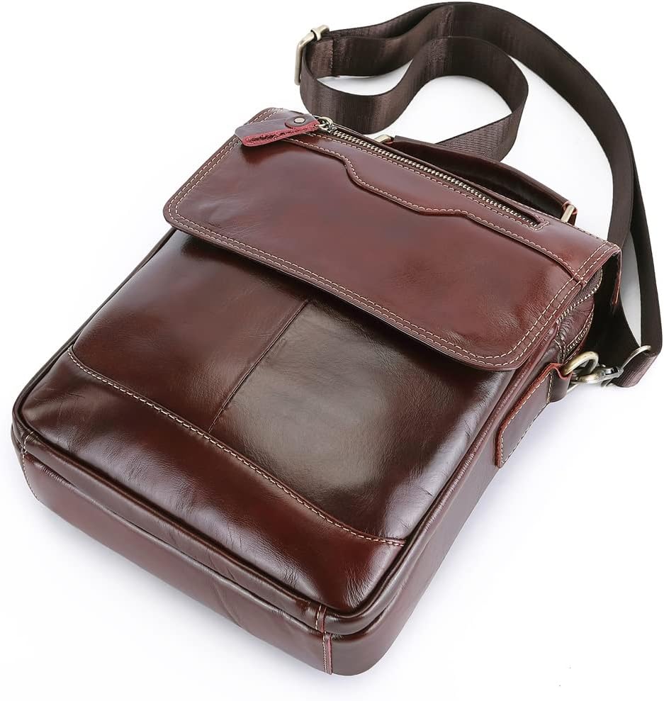 Leather Men's Portable Baotou Layer Leather Leisure Office Briefcase Men's Shoulder Crossbody Bag