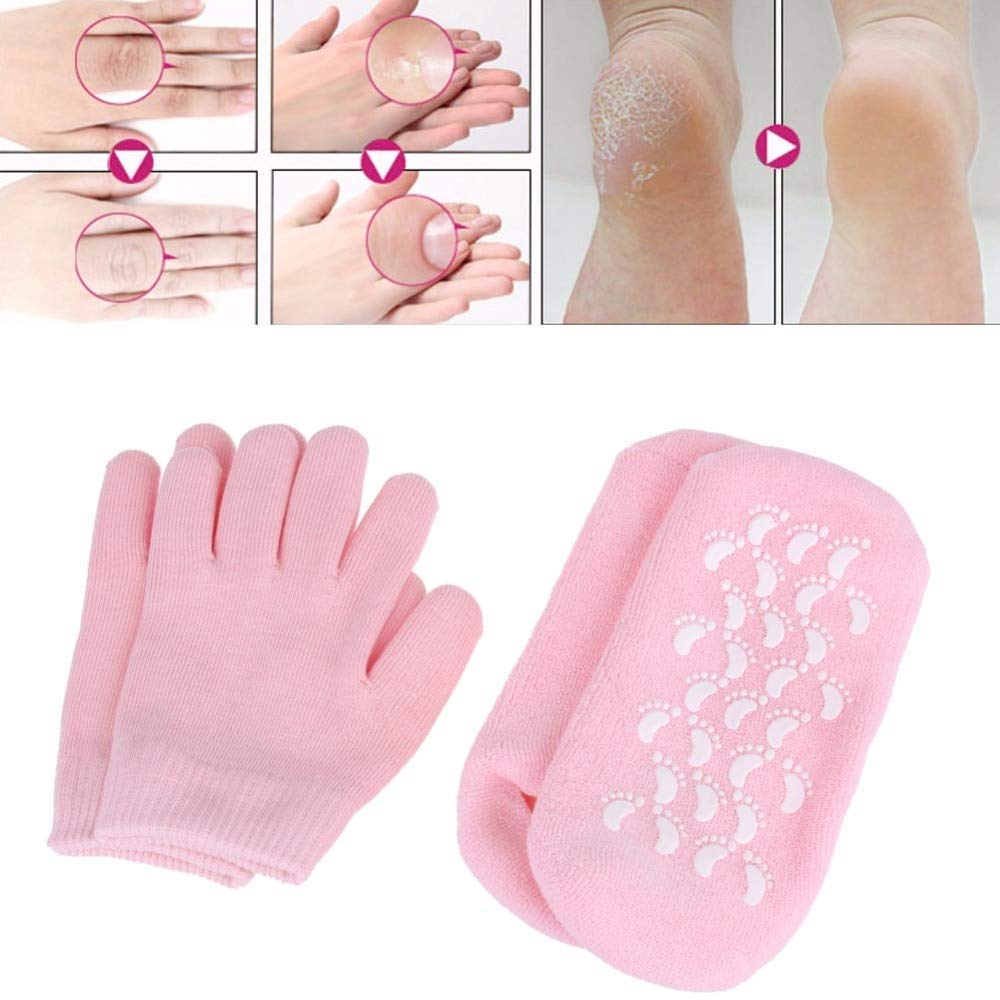 DORLIONA Reusable SPA Gel Socks Moisturizing Gloves - 2 pairs