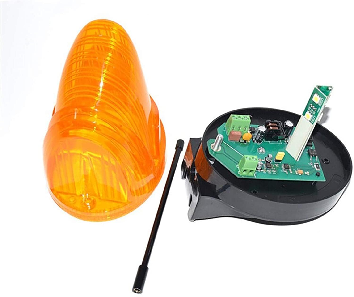 Lámpara Destellante LED Multitensión con Antena 433,92 MHz Luz Intermitente para Puerta Automáticas Garaje Cancelas Correderas Multitensión AC/DC 12V – 265V Impermeable con Soporte de Pared