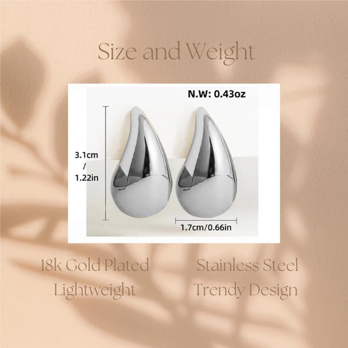 Chunky Gold Hoop Earrings for Women 14K Gold Plated/Silver Teardrop Dangle Earrings Fashion Trendy Hollow Hypoallergenic Jewelry - Image 5