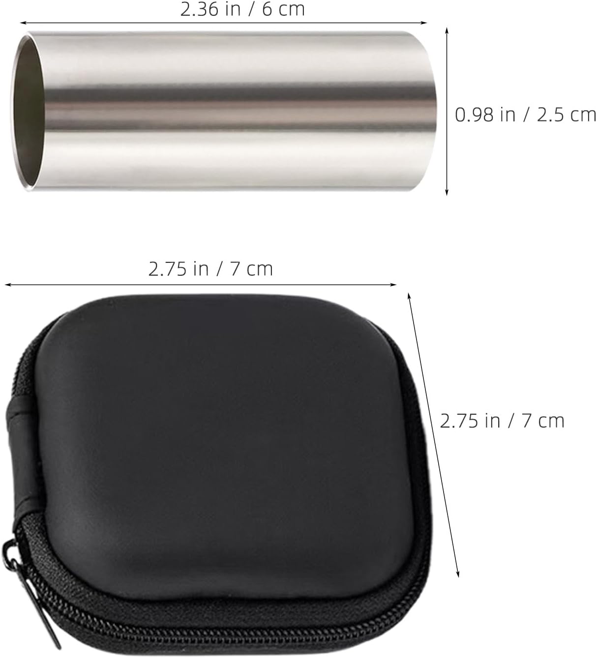 Guitar Slide Bar, Stainless Steel and Glass Slider Tune Stick for Electric Acoustic Guitar Bass with with Case, Medium String Instruments Accessories