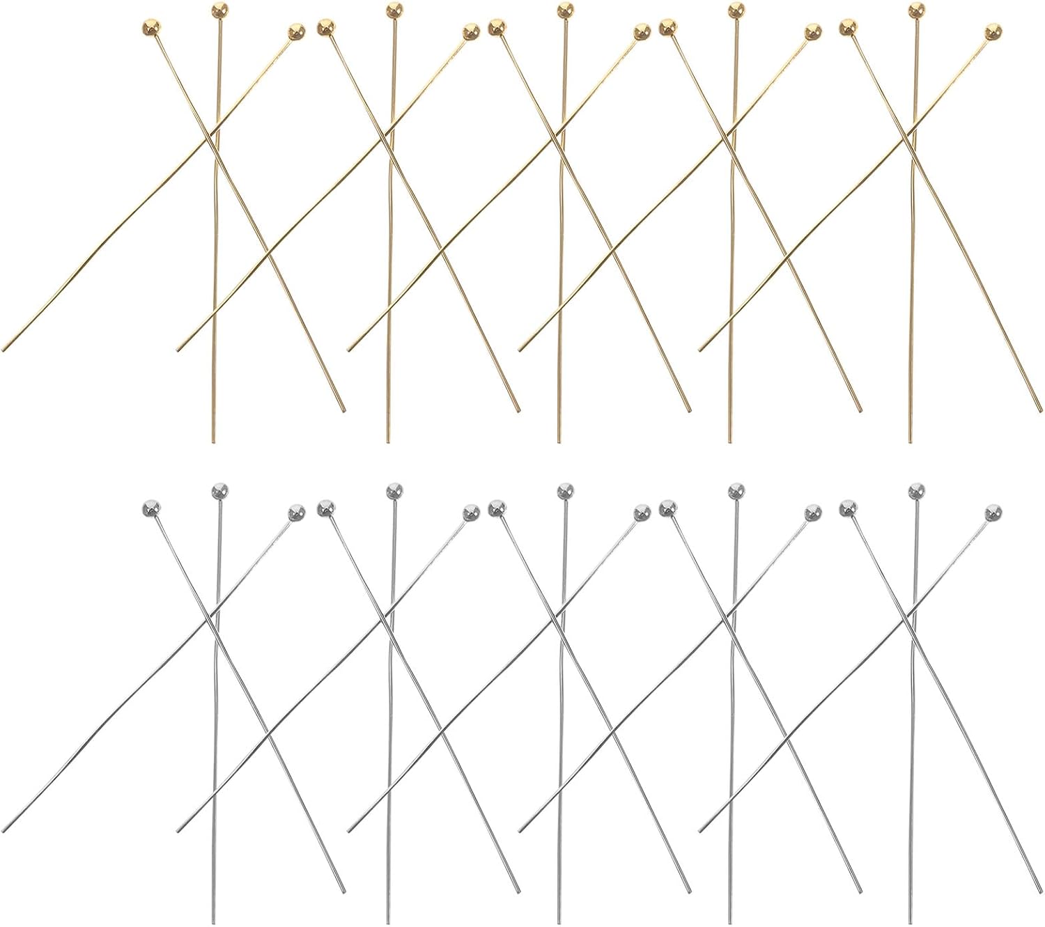 Zerodeko 400pcs DIY Straight Ball Head Pins Jewelry Making Supplies Silver Gold Pins for Earrings Necklaces Bracelets Corsages and Craft Projects
