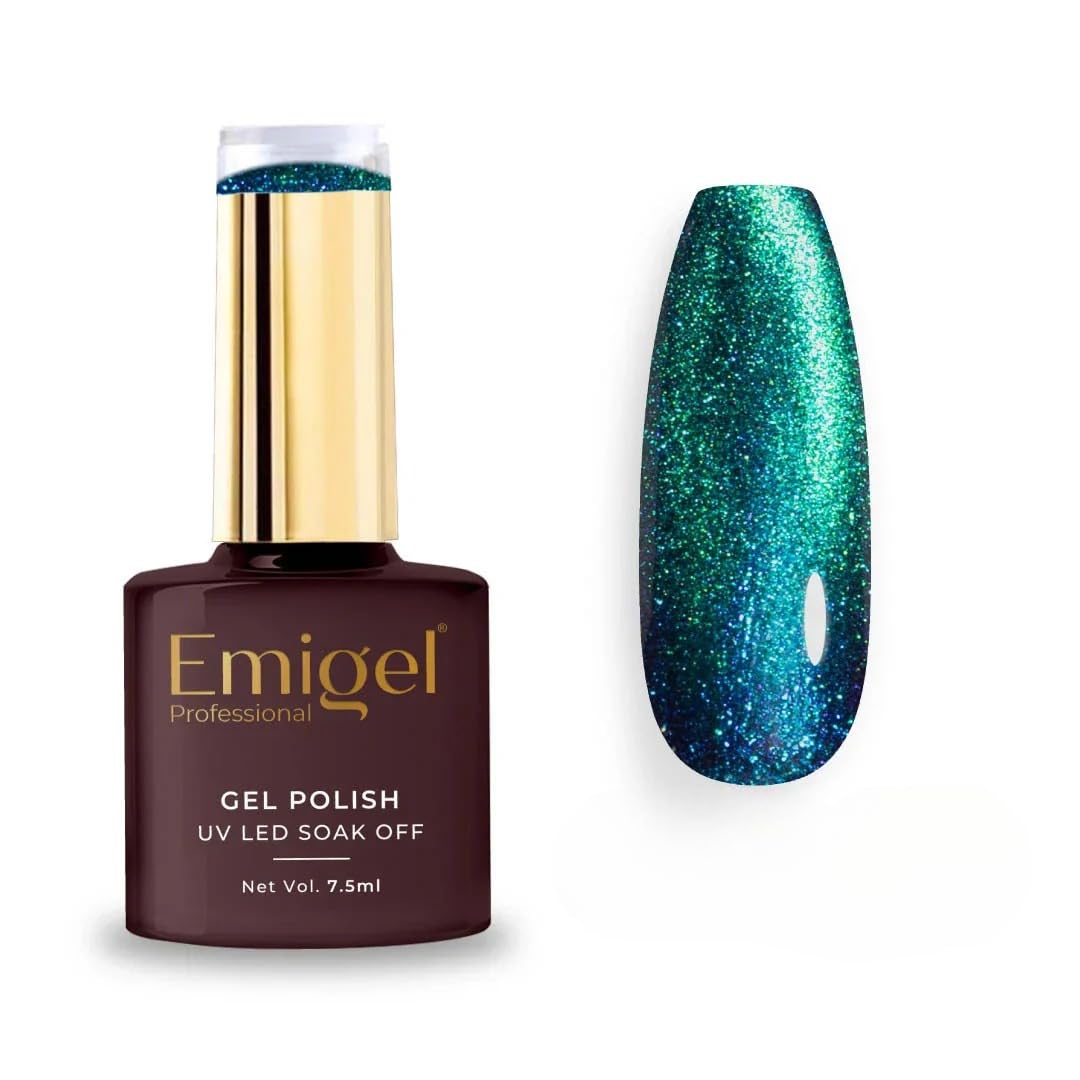 Emigel Professional Peacock Cateye - 001 - MIST BLUE | Cured With UV LED Lamp | Super Glossy Finish | Quick Drying Nail Polish (7.5ml)-image-26