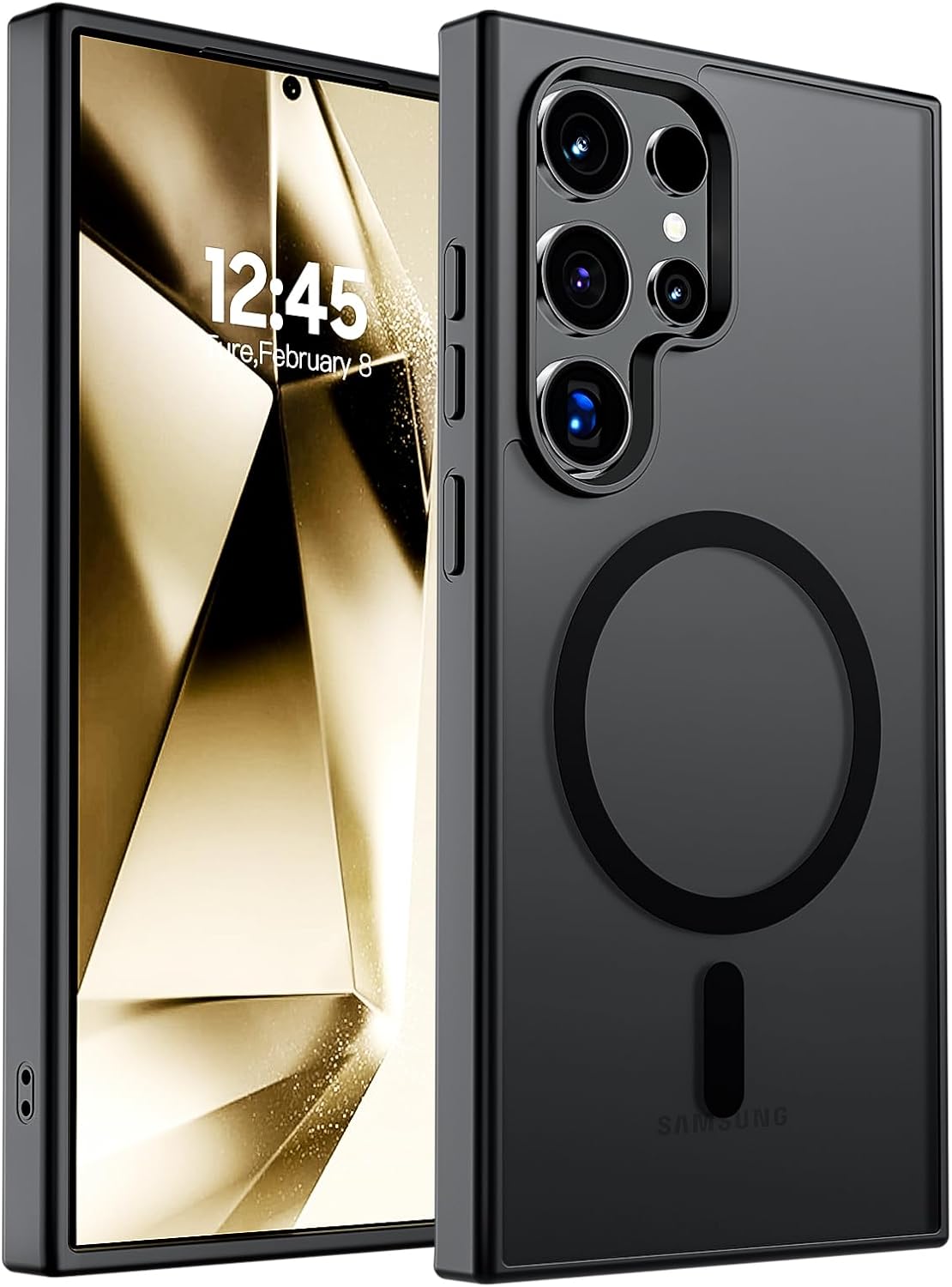 SUPFINE Magnetic for Samsung Galaxy S24 Ultra Case(Compatible with MagSafe) (Military Grade Drop Protection) Slim Translucent Shockproof Phone Case,Black