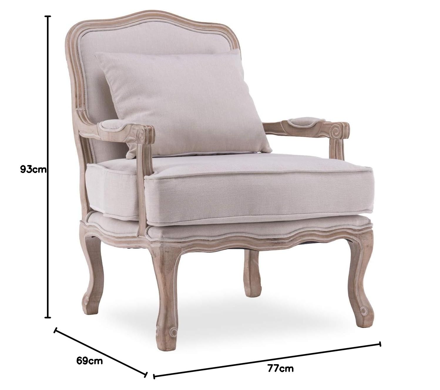 Fauteuil Baroque Louis XV/XVI HTDECO/Decoloco – Neuf – Tissu PVC, Hêtre