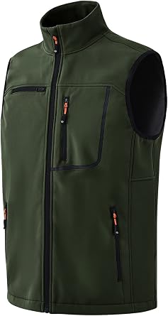 MoFiz Mens Vest Outerwear,Vest for men,Full Zip Fleece Lined Light Softshell Windproof Sleeveless Jacket for Hiking Golf