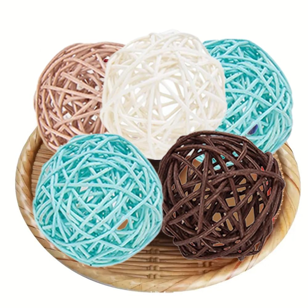 Amazon.co.jp: QPINGH ミニウィッカーラタンボール24個、1.6インチ装飾