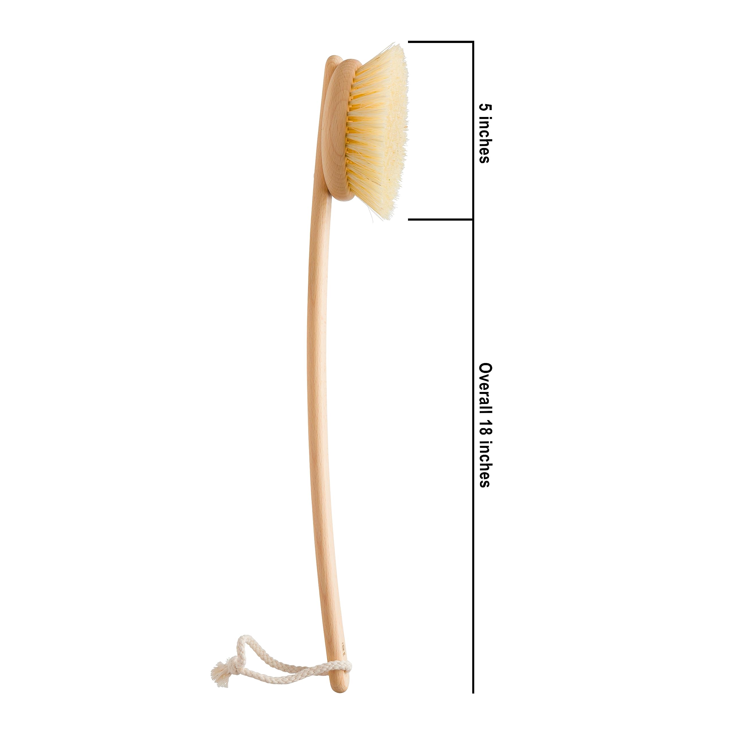 Redecker 100 % Made in Germany runde Tampico-Faser-Badebürste mit extra langem geöltem Buchenholzgriff, 46,7 cm