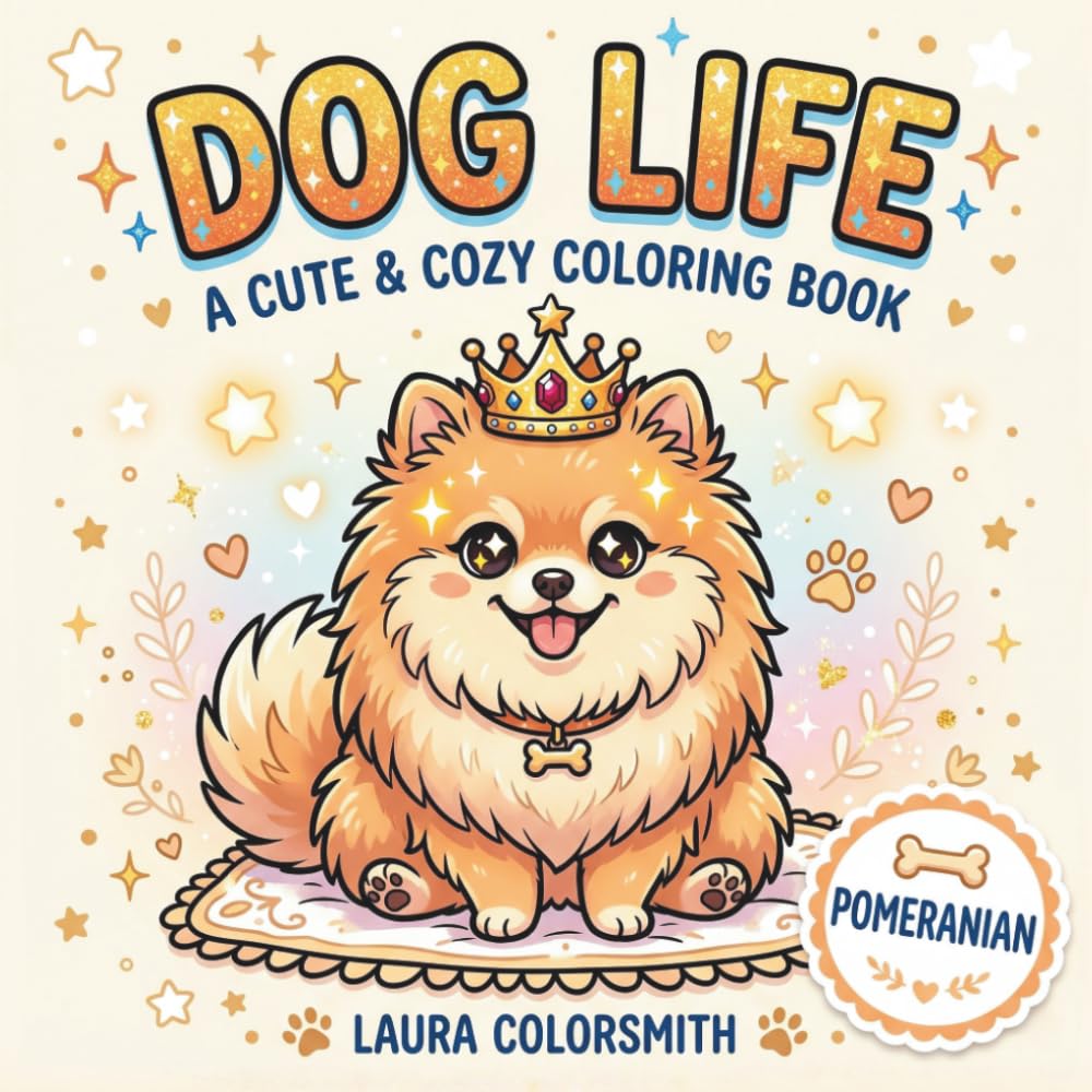 Pomeranian Dog Life - A Cozy & Happy Coloring Book: Cute Pomeranian Coloring Pages with Fun and Adorable Designs for Kids, Teens, and Adults (Dog Life Coloring Book)