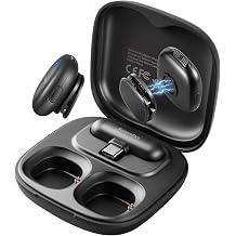 Depusheng V2 Wireless lavalier Microphone for iPhone, iPad and Android with Charging case, 8 Hours of Battery Life, Clip-on Microphone for Video Recording, vlogging, interviews,3 Noise Reduction
