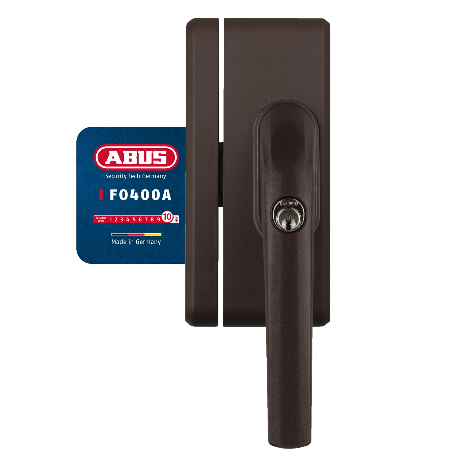 ABUS Verrou de Poignée de Fenêtre FO400A AL0145 - Sécurité de Fenêtre avec Serrure Supplémentaire et Alarme, à Verrouillage Identique - Niveau de Sécurité 10 - 33276 - Marron