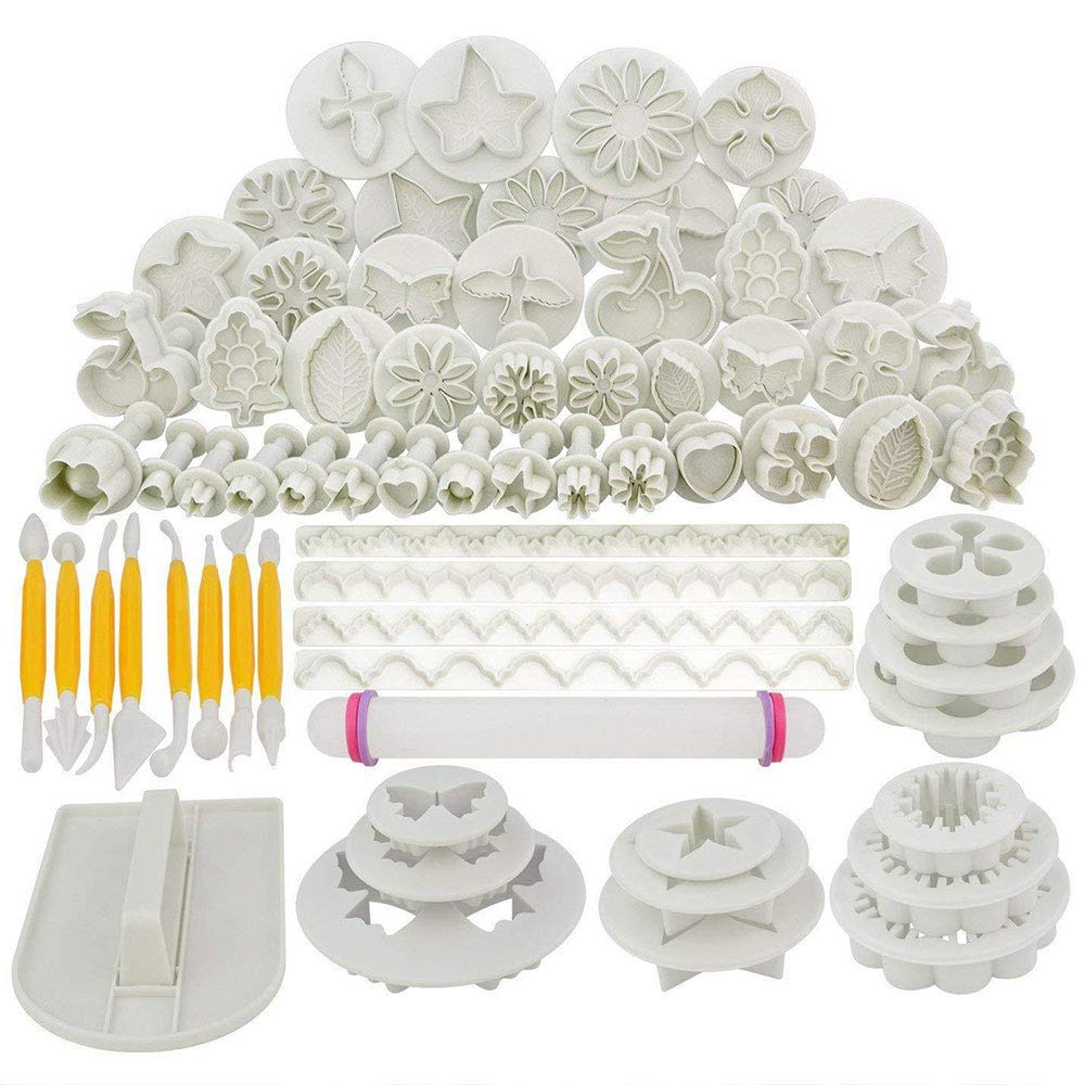 Juego de 108 moldes para fondant, letras, números y moldes para hornear, decoración de tartas, fondant, herramientas de modelado para tartas, herramientas para decoración de tartas
