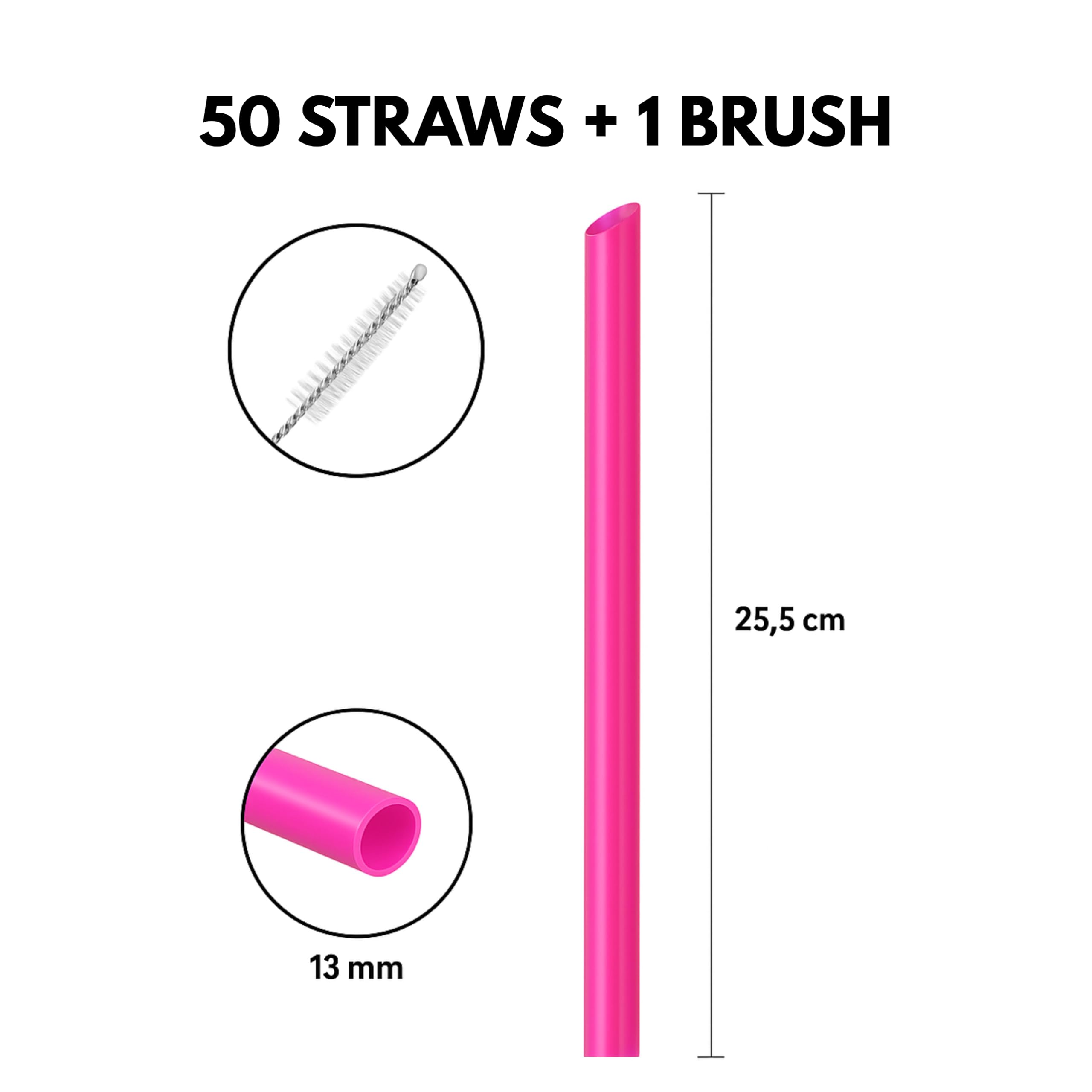 Greenland 50 Reusable Wide Straws for Boba/Bubble Tea, Smoothies and Milkshakes with 1 Brush - Image 4