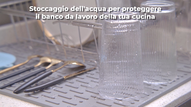 Tappetino per lavello in silicone, tappetino scolapiatti, per cucina, resistente al calore e antiscivolo, per riporre e asciugare posate (grigio, 40 x 27 x 1,2 cm