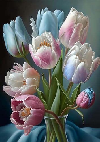 Miniatura 1 de Rompecabezas de estilo botánico de 500 piezas, rompecabezas de ramo de tulipanes para adultos, 15.2 x 20.8 pulgadas, rompecabezas único, difícil y